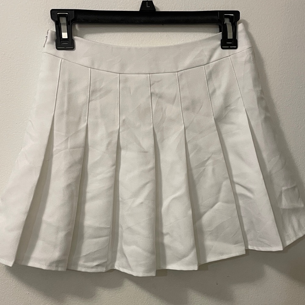 White Pleated Skirt with Built-in Shorts